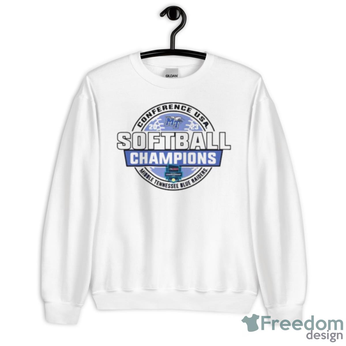 MTSU Blue Raiders 2023 NCAA C USA Softball Conference Tournament Champions T Shirt - Unisex Heavy Blend Crewneck Sweatshirt