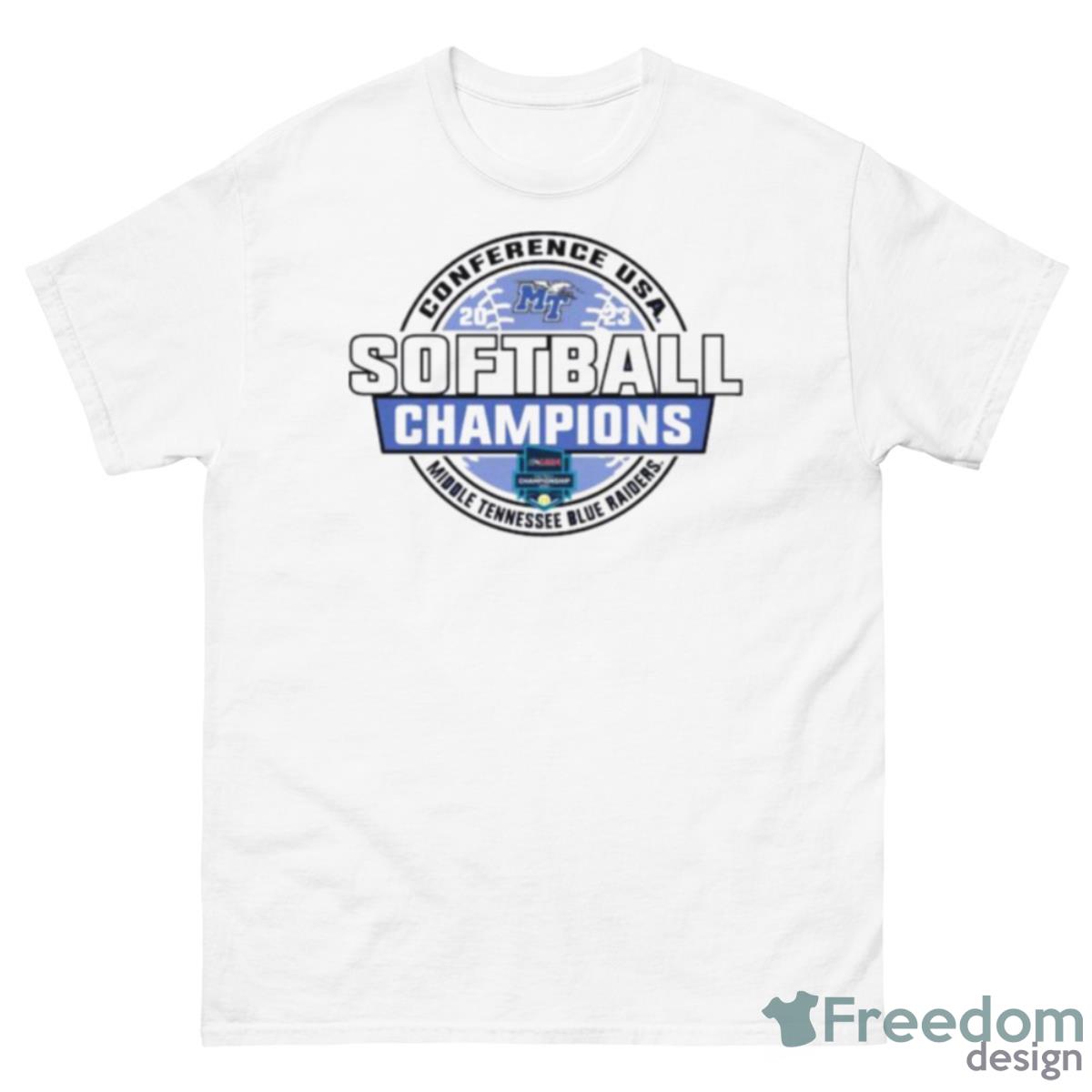 MTSU Blue Raiders 2023 NCAA C USA Softball Conference Tournament Champions T Shirt - 500 Men’s Classic Tee Gildan