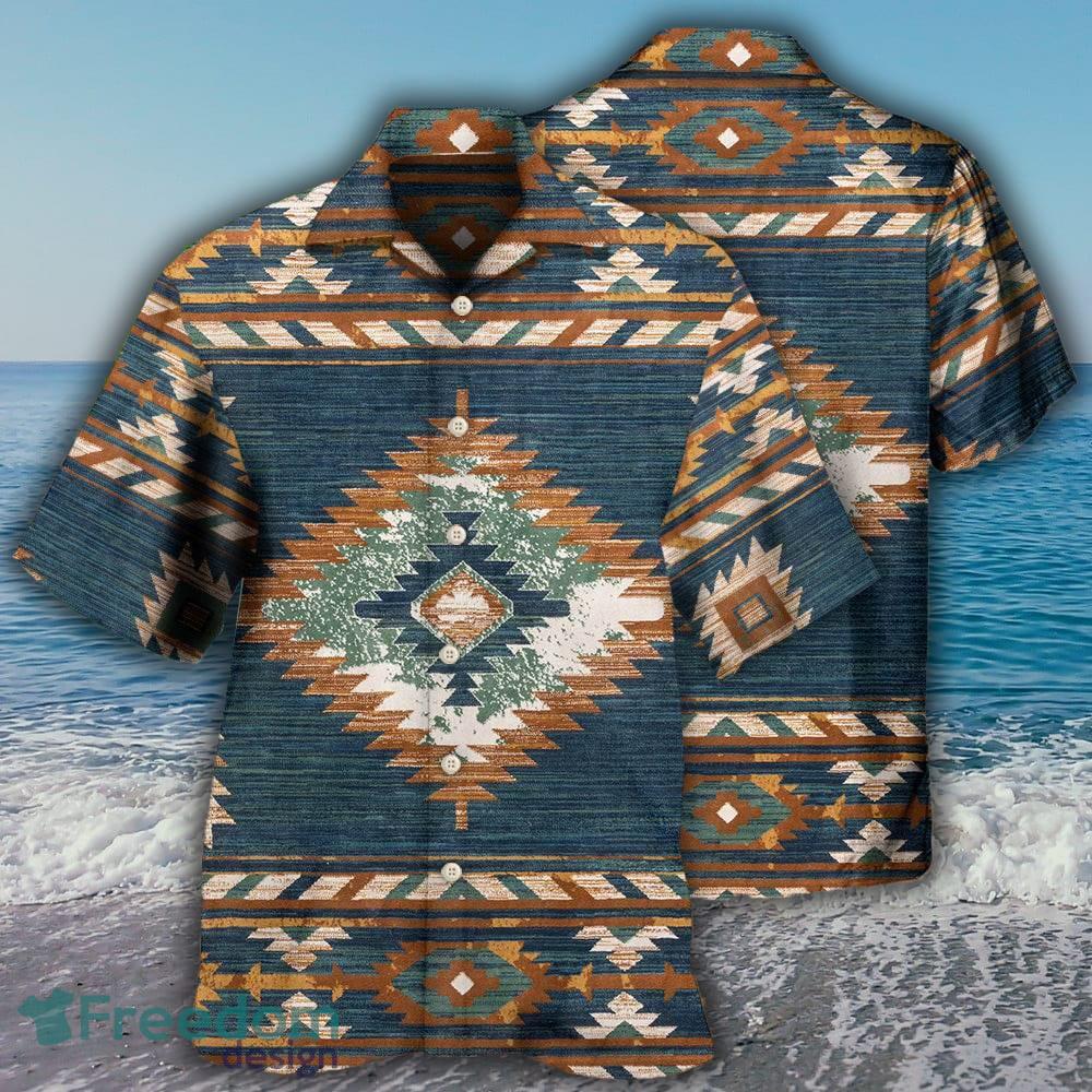Turquoise Blue Pattern Breastplate Native American Hawaiian Shirt 3D