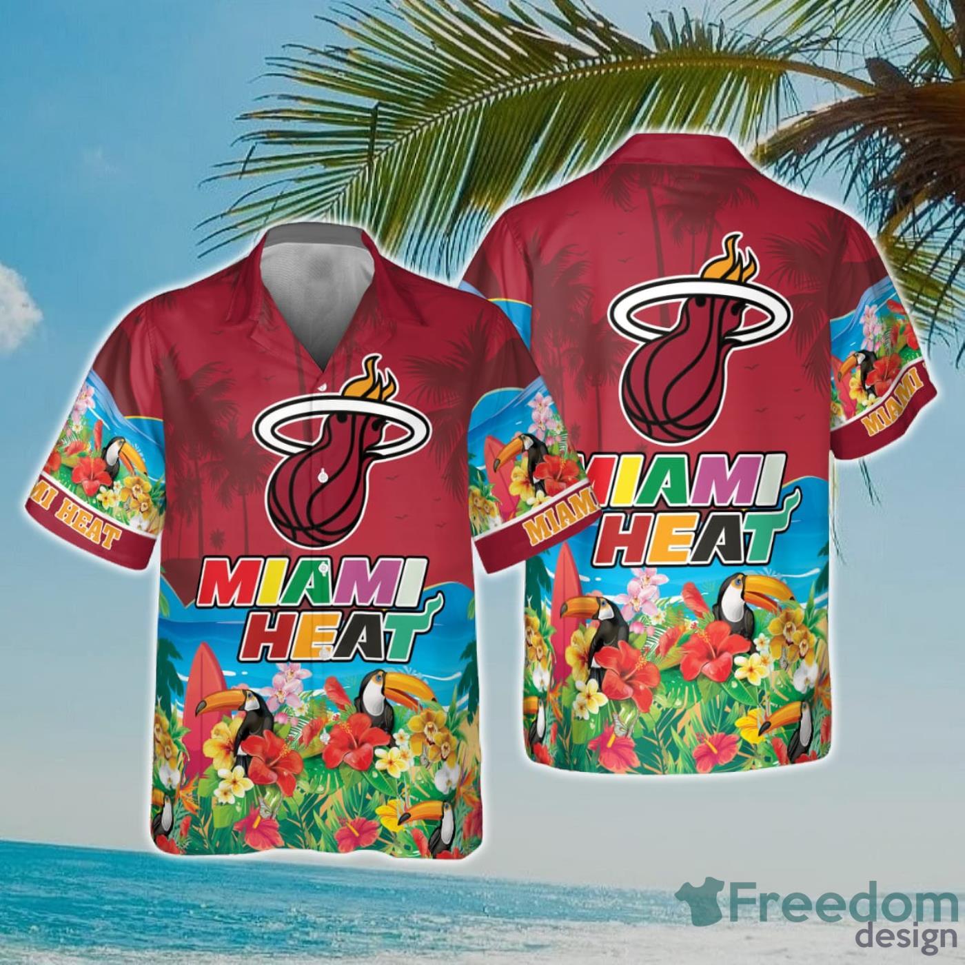 NBA Miami Heat And Toucan Beach Hawaiian Shirt Product Photo 1