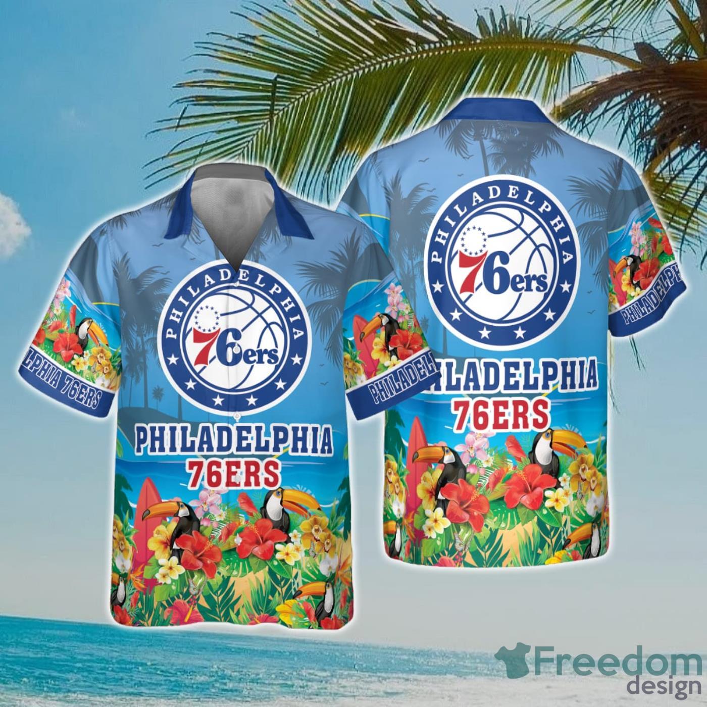 NBA Philadelphia 76ers And Toucan Beach Hawaiian Shirt Product Photo 1