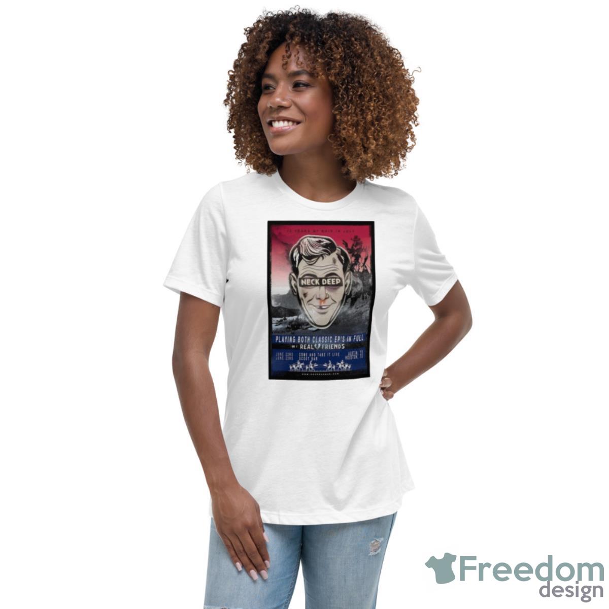 Neck Deep Austin June 22, 2023 Texas Tour Poster T Shirt - Womens Relaxed Short Sleeve Jersey Tee Neck Deep Austin June 22, 2023 Texas Tour Poster T Shirt - Womens Relaxed Short Sleeve Jersey Tee