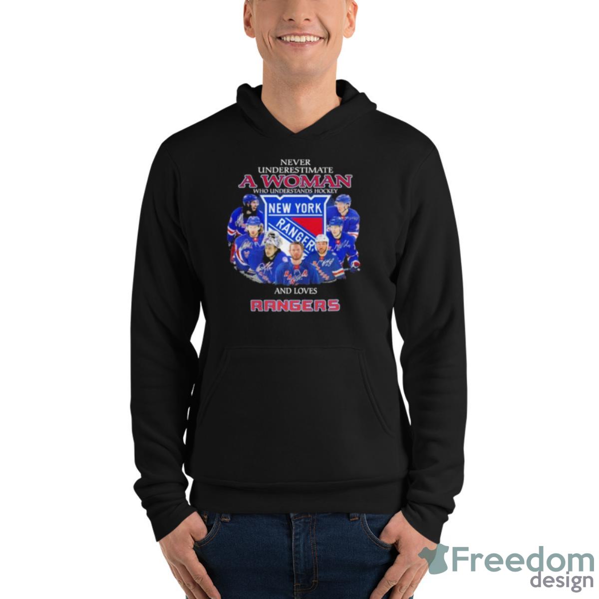 Never Underestimate A Woman Who Understands Hockey And Love New York Rangers 2023 Shirt image Never Underestimate A Woman Who Understands Hockey And Love New York Rangers 2023 Shirt - Unisex Fleece Pullover Hoodie