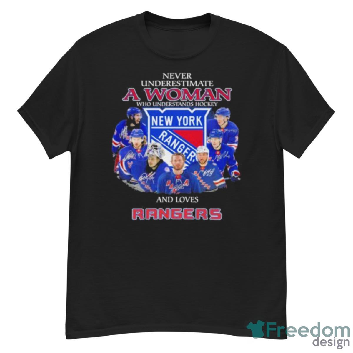 Never Underestimate A Woman Who Understands Hockey And Love New York Rangers 2023 Shirt - G500 Men’s Classic T-Shirt