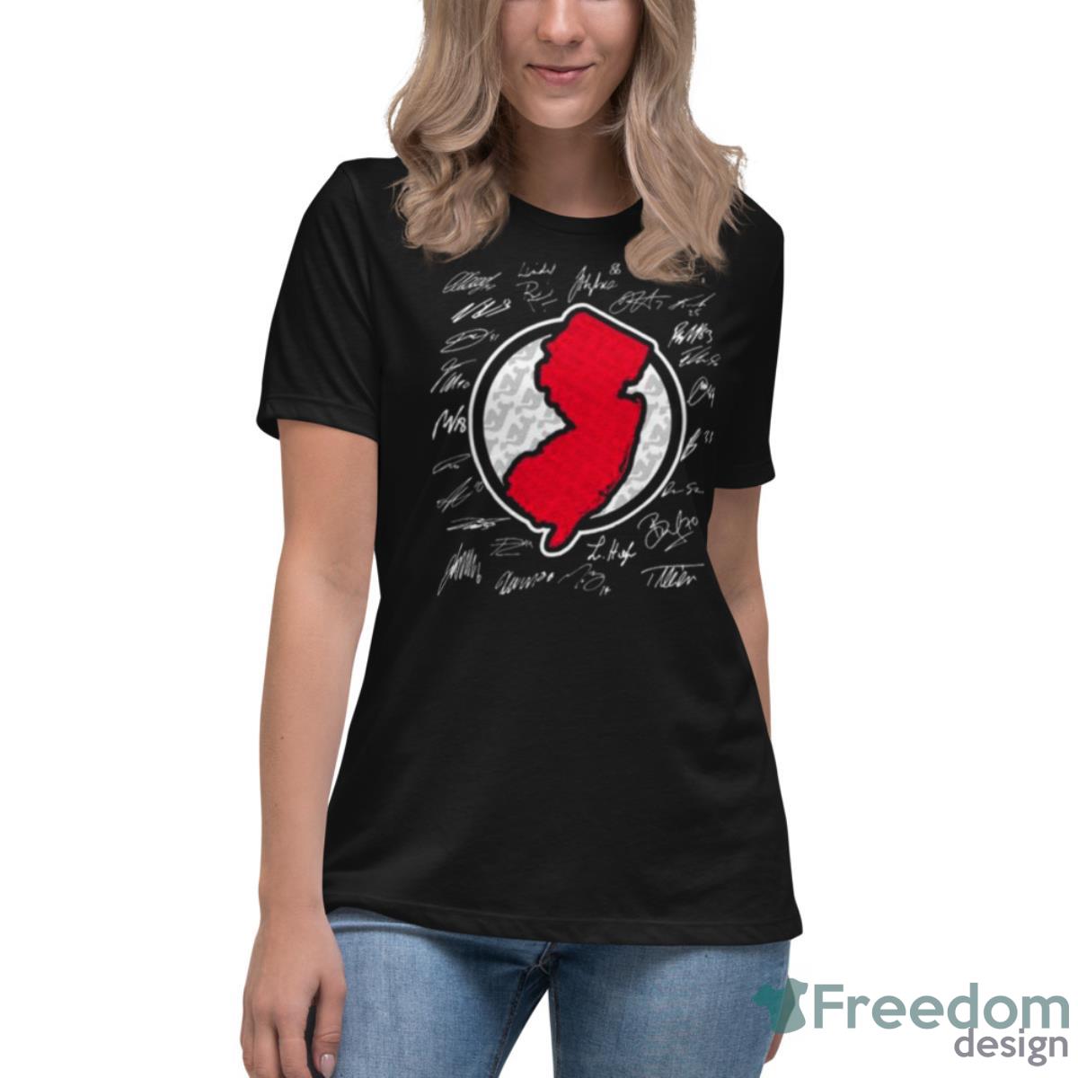 New Jersey Devils Map Sign Signatures Shirt - Womens Relaxed Short Sleeve Jersey Tee New Jersey Devils Map Sign Signatures Shirt - Womens Relaxed Short Sleeve Jersey Tee
