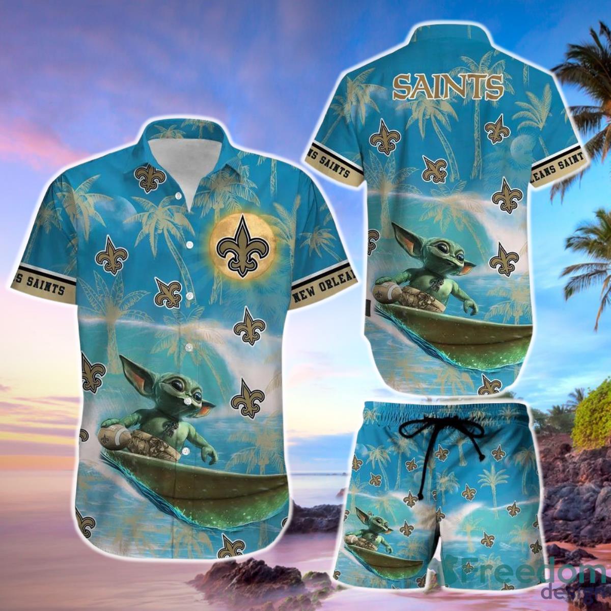 Baby Yoda All Over Print Summer Gift Hawaiian Shirt And Shorts