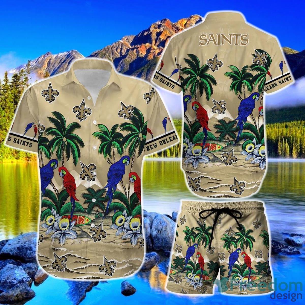 New Orleans Saints NFL Football Hawaiian Shirt And Short Graphic Summer Tropical Pattern Product Photo 1