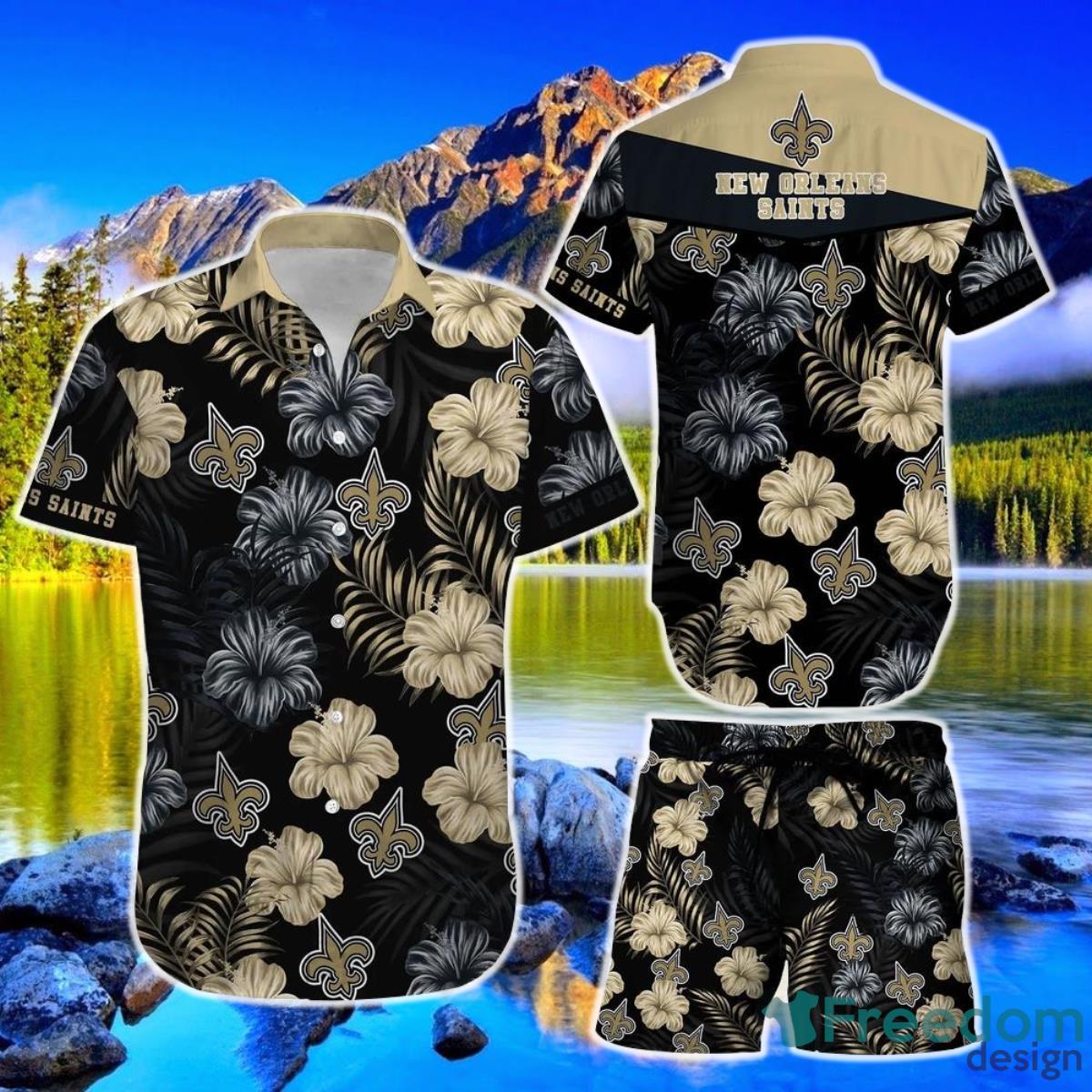 New Orleans Saints NFL Football Hawaiian Shirt Short Summer With Flower Graphic Retro Sunset Hawaii Product Photo 1