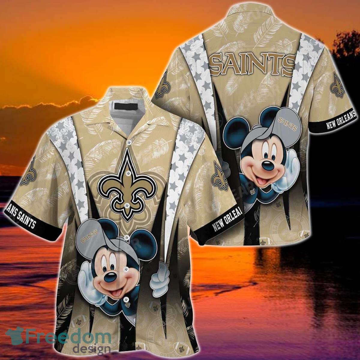 New Orleans Saints NFL Graphic Mickey Hawaiian Shirt, 3D Printed Tropical Pattern Best Gift For Fans Product Photo 1