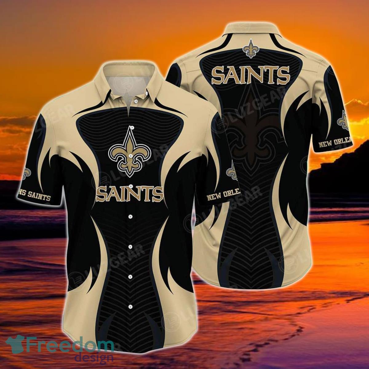 New Orleans Saints Men Summer Hawaiian Outfit 2 Piece Button Down