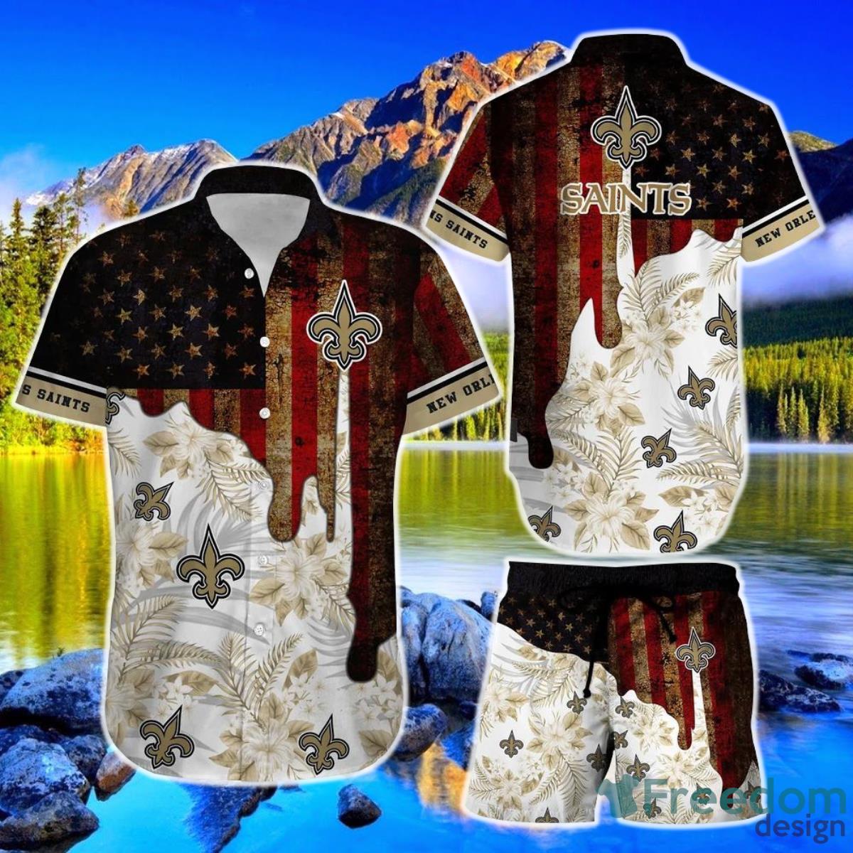 New Orleans Saints NFL Hawaiian Shirt And Short Summer Vintage US Flag Best Gift For Men Women Product Photo 1