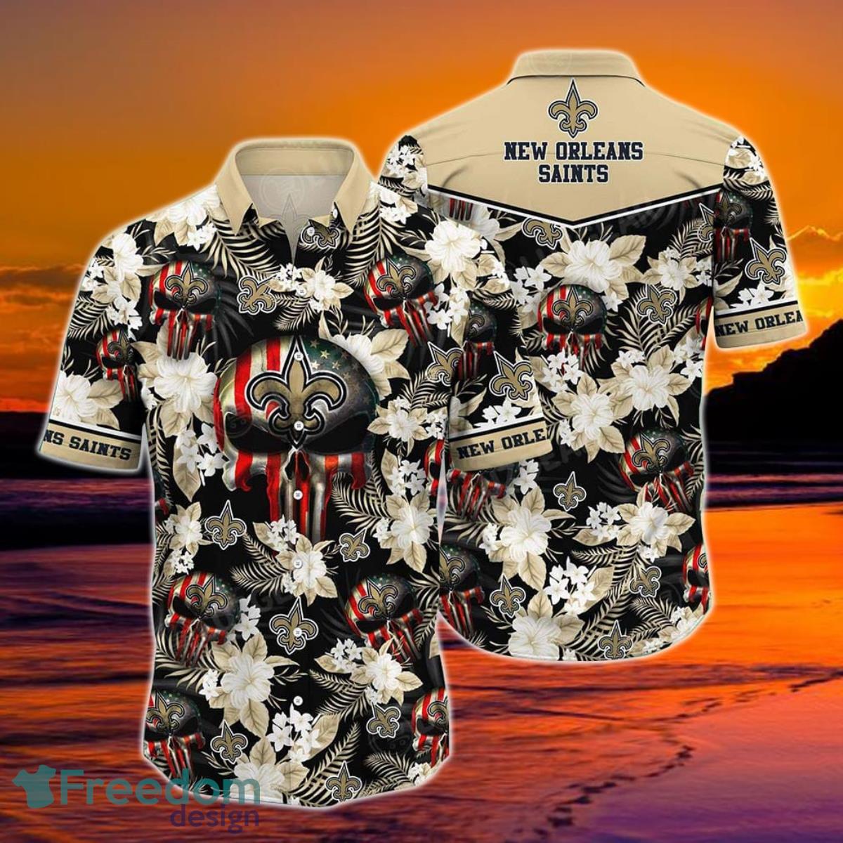 New Orleans Saints NFL Hawaiian Shirt Skull Punisher Printed 3D New Trend Summer For Your Loved Ones Product Photo 1