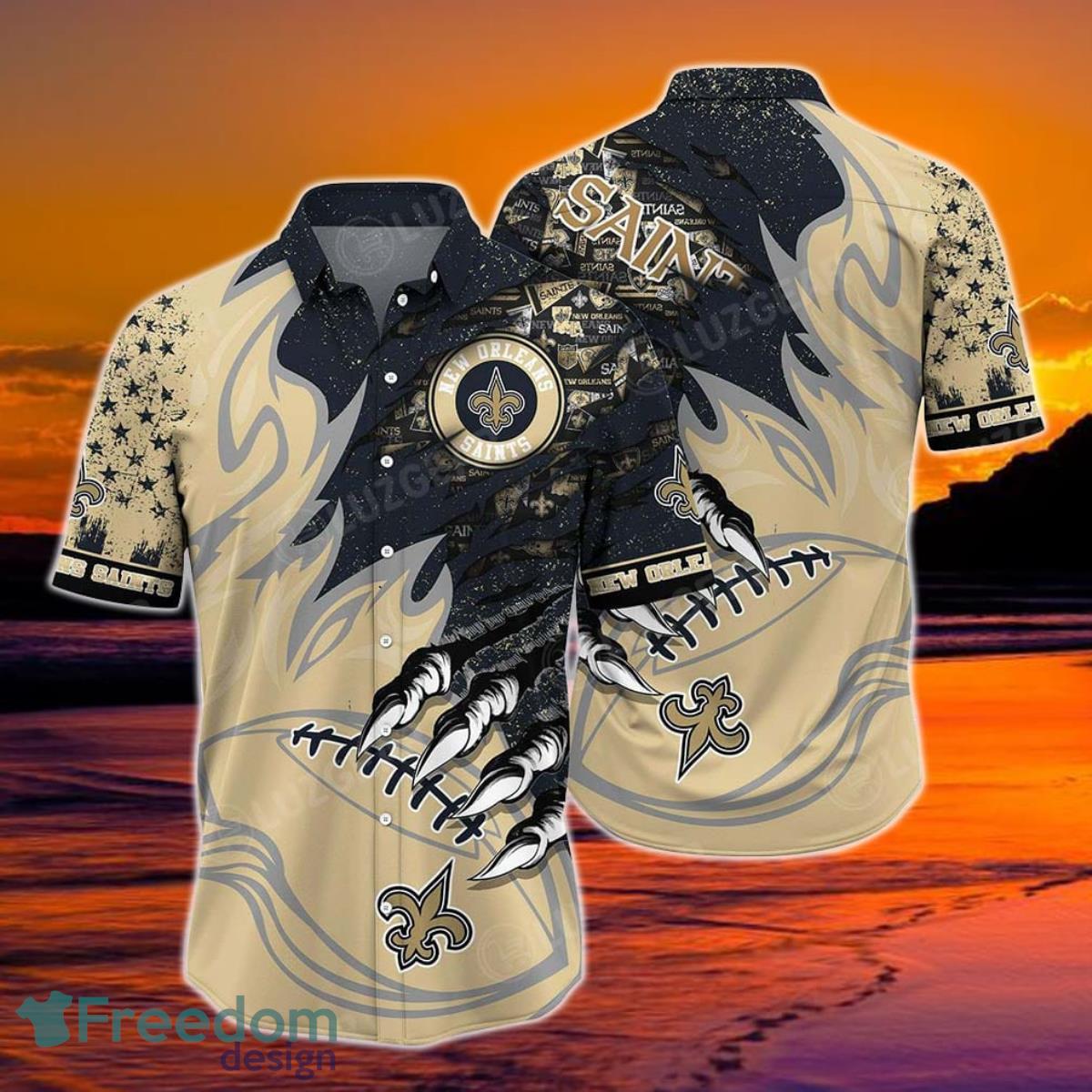 New Orleans Saints Hawaiian Shirt And Short - Freedomdesign