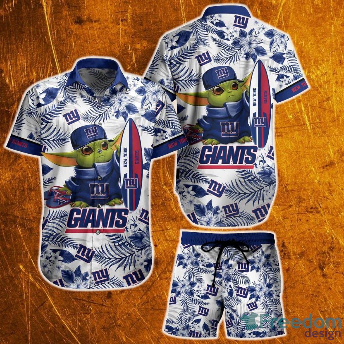 New York Giants NFL Baby Yoda Hawaiian Shirt And Short Style Tropical Pattern Summer Best Gift For Fan Product Photo 1