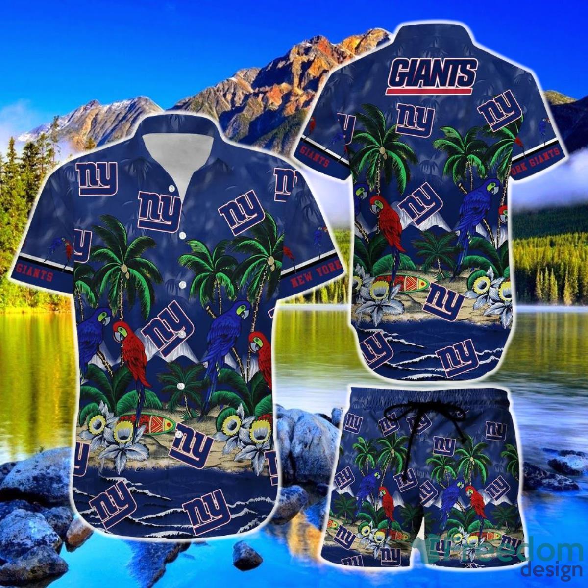 New York Giants NFL Football Hawaiian Shirt And Short Graphic Summer Tropical Pattern Product Photo 1