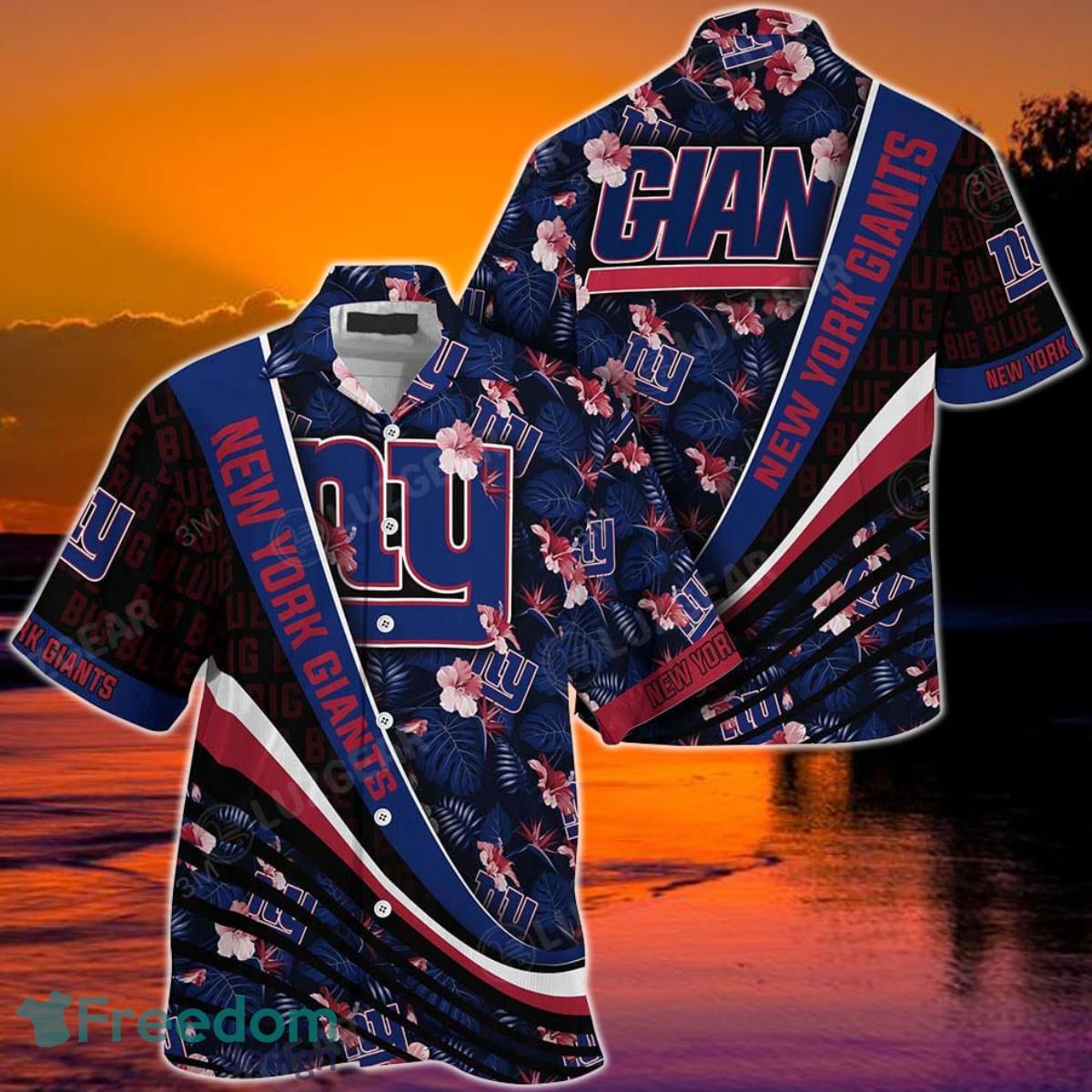 New York Giants NFL Football With Tropical Flower Pattern Hawaiian Shirt For Fans Product Photo 1