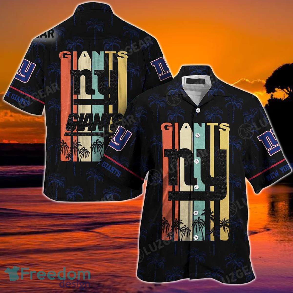 New York Giants NFL Hawaii Beach Shirt Retro Vintage Summer Short Sleeve Button Hawaiian Shirt Product Photo 1