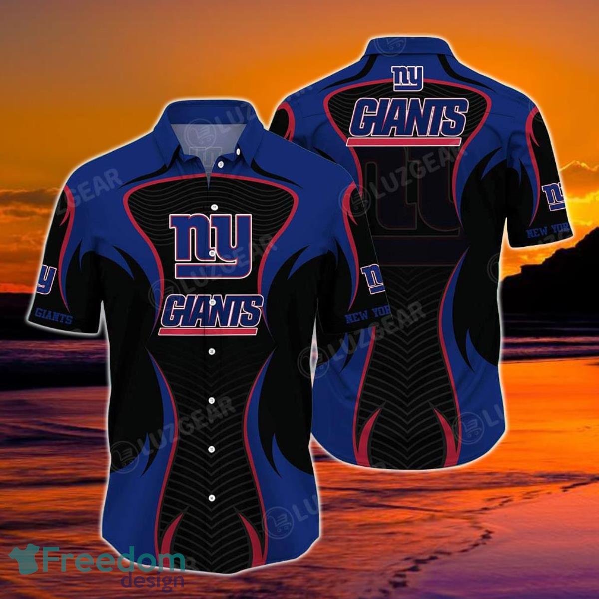 New York Giants Mens Hawaiian Shirts Short Sleeve Shirts Button Down Beach  Shirt