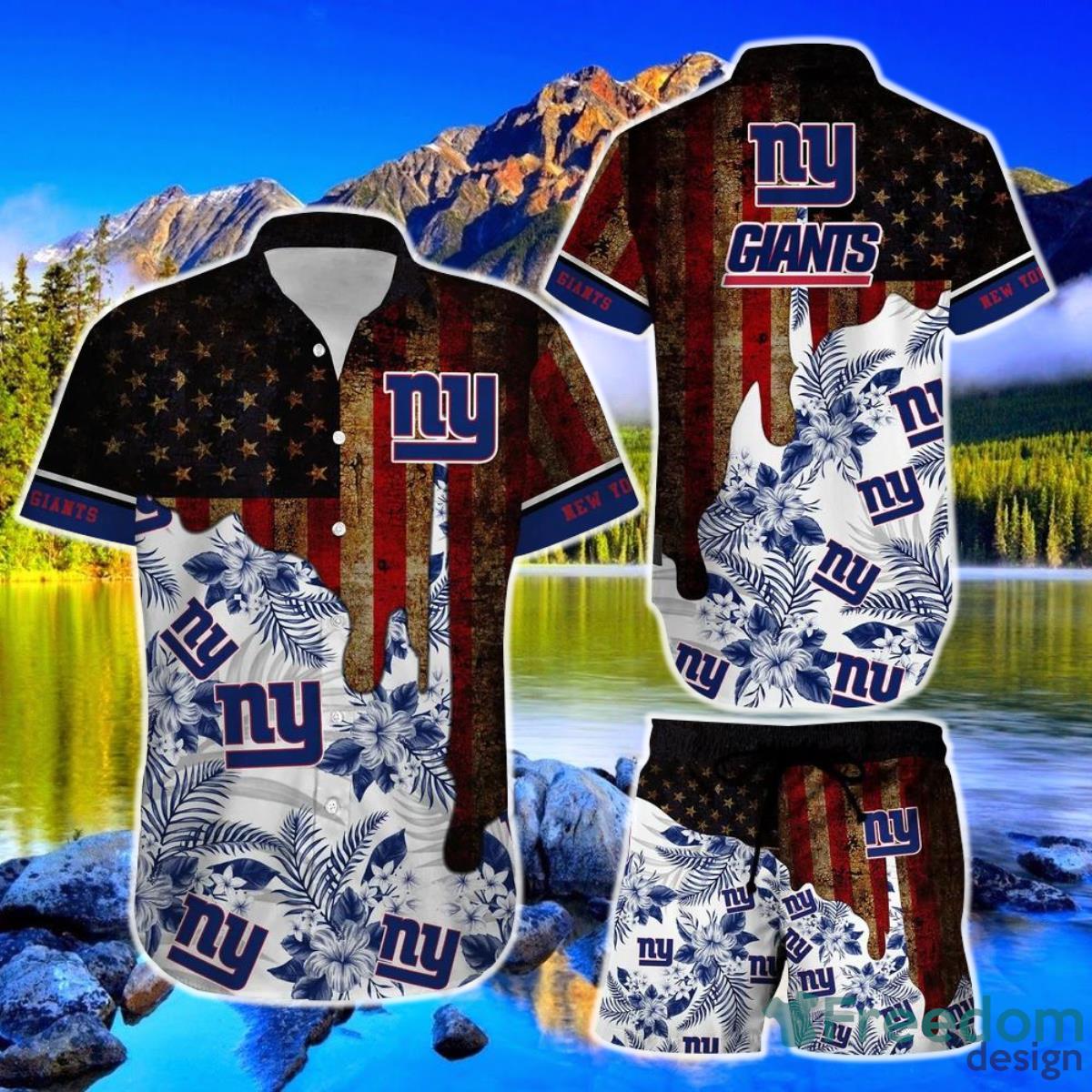 New York Giants NFL Hawaiian Shirt And Short Summer Vintage US Flag Best Gift For Men Women Product Photo 1