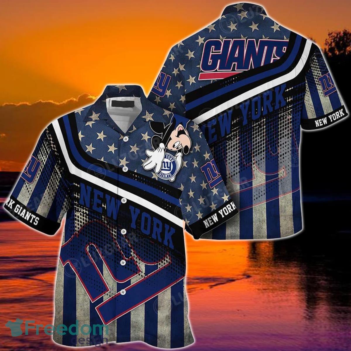 New York Giants NFL Hawaiian Shirt Mickey Graphic American Flag Printed 3D Shirt Best Gift For Fans Product Photo 1