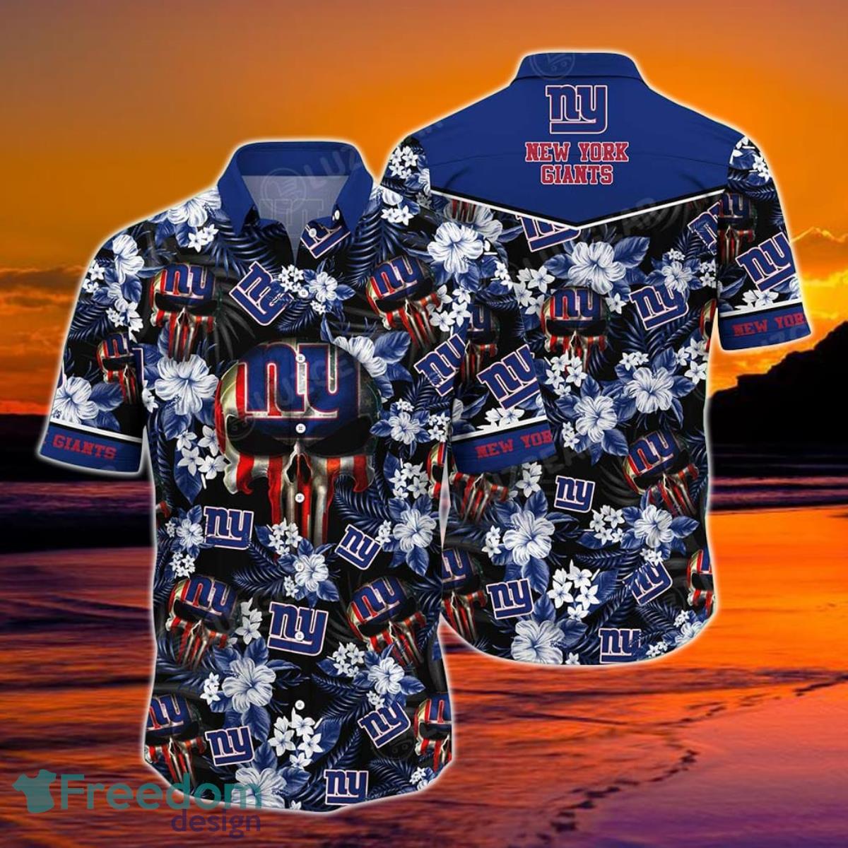 New York Giants NFL Hawaiian Shirt Skull Punisher Printed 3D New Trend Summer For Your Loved Ones Product Photo 1