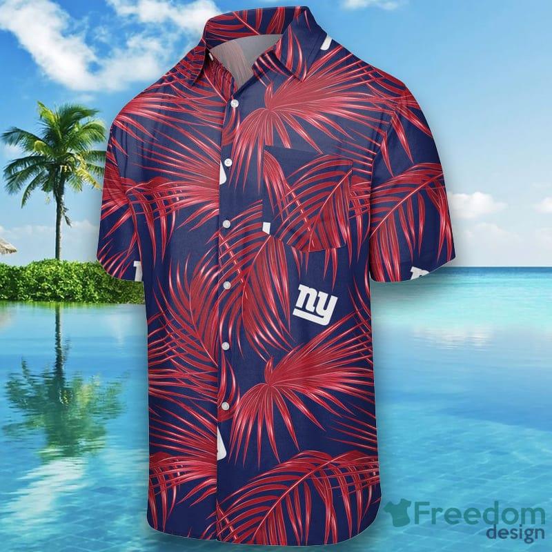 New York Giants Men's Casual Button Down Top Summer Beach Short Sleeve Tops