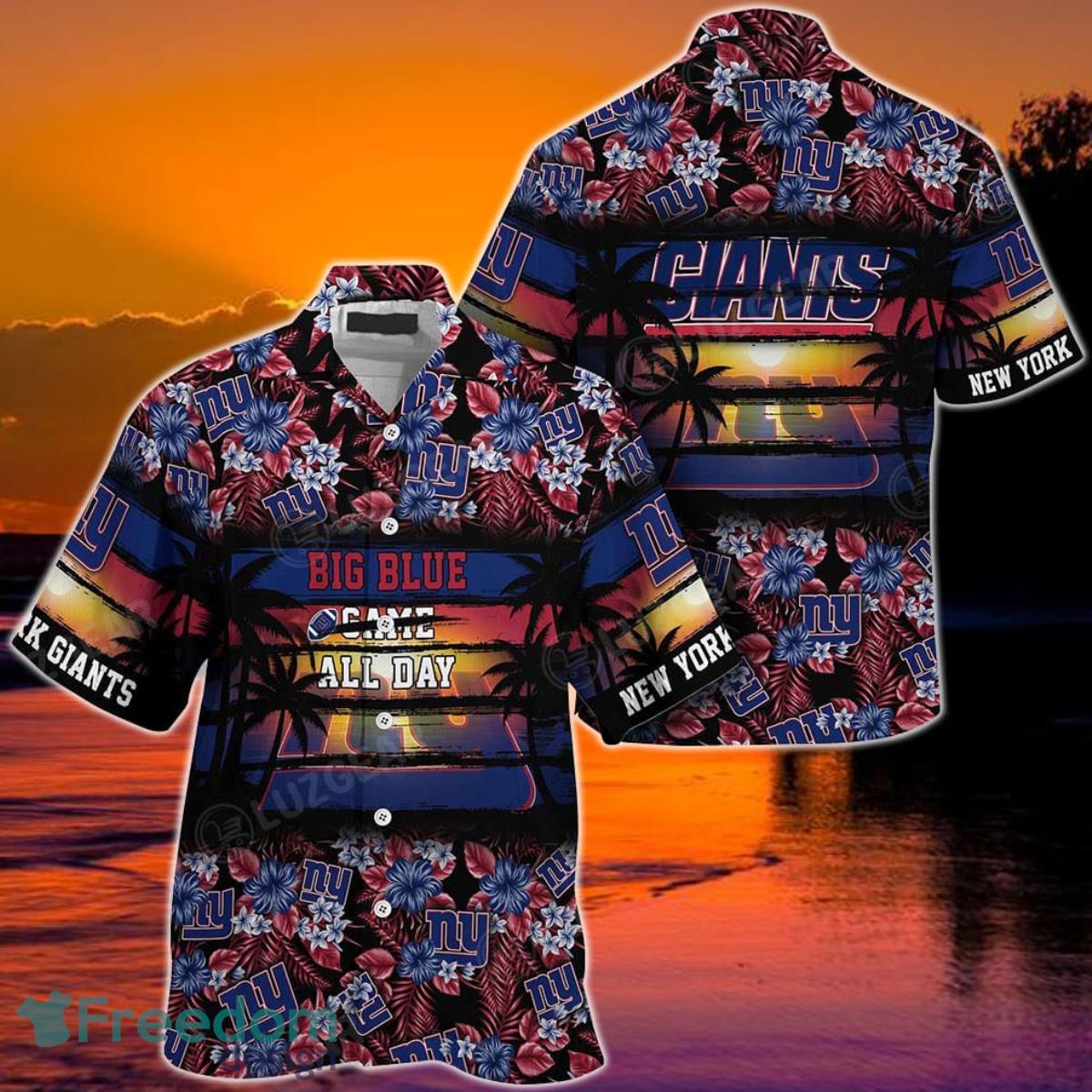 New York Giants NFL Summer Hawaiian Shirt Floral Pattern Graphic For Sports Enthusiast Product Photo 1