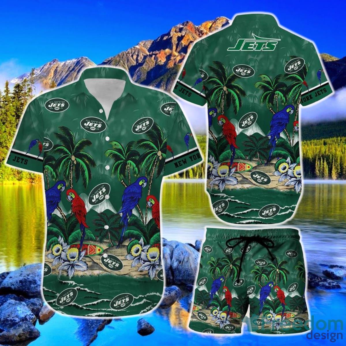 New York Jets NFL Football Hawaiian Shirt And Short Graphic Summer Tropical Pattern Product Photo 1