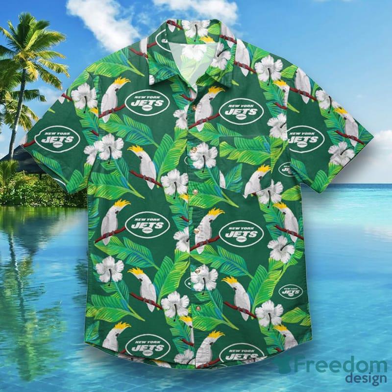 New York Jets NFL Mens Floral Hawaiian Shirt - Freedomdesign