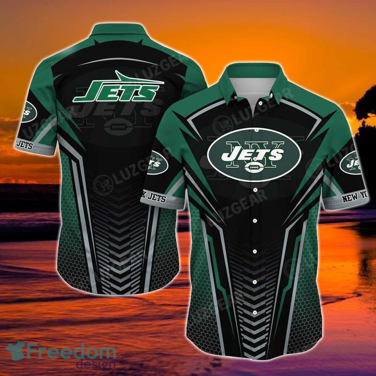 New York Jets NFL Team Football Beach Shirt Summer Button Down