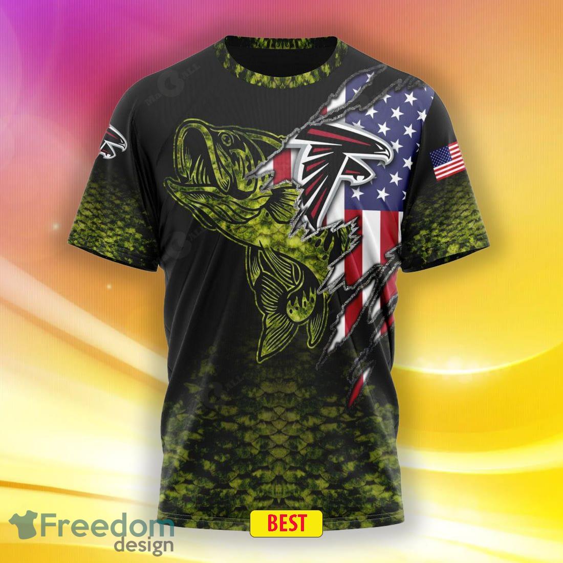 NFL Baltimore Ravens All Over Print 3D T Shirt Fishing With Flag Of The  United States