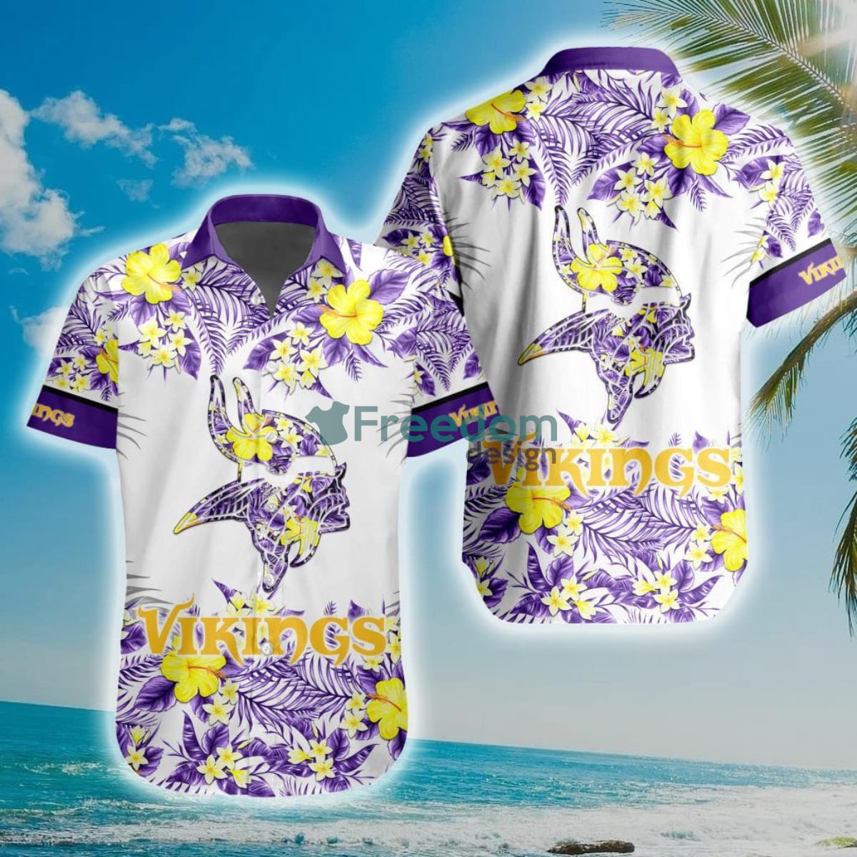 Minnesota Vikings NFL Mens Floral Hawaiian Shirt - Freedomdesign