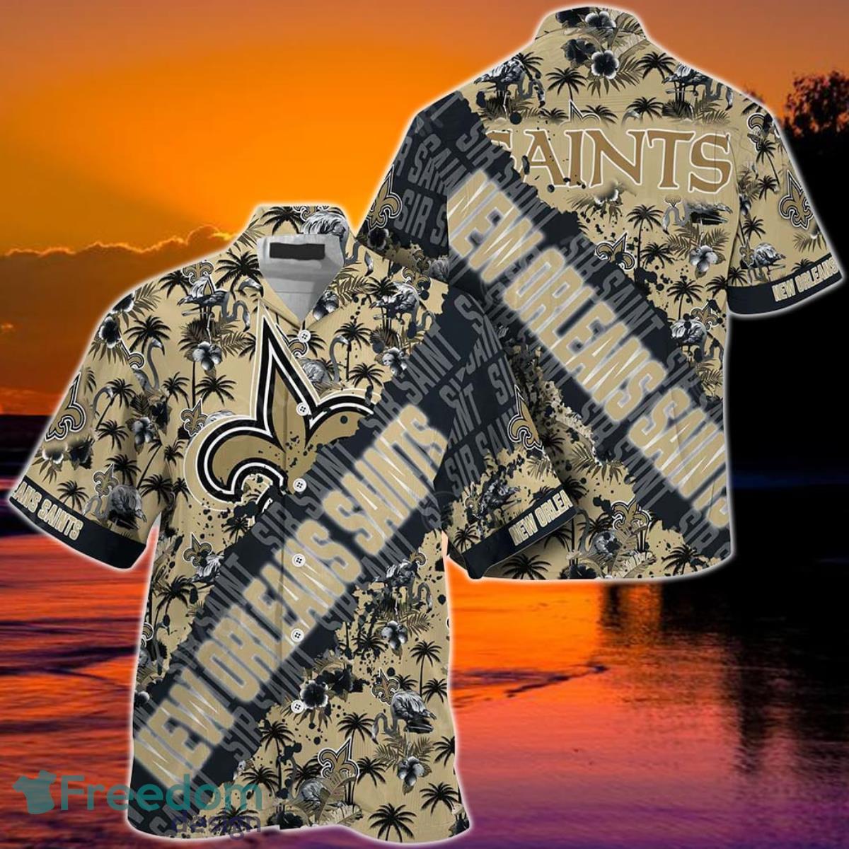 NFL New Orleans Saints Hawaiian Shirt With Tropical Pattern Flamingo Printed For Fans Product Photo 1