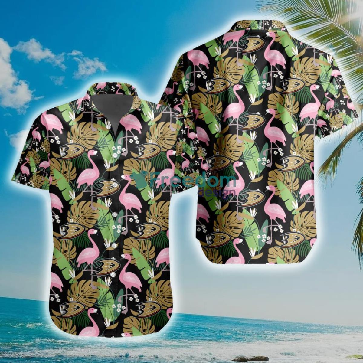 NHL Anaheim Ducks Flamingo Flowers Hawaiian Shirt Product Photo 1