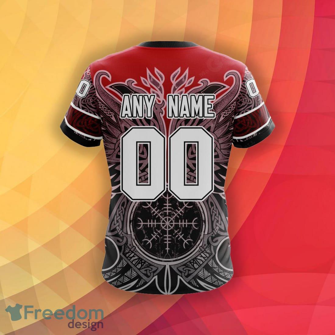 NHL Chicago Blackhawks Logo Red Baseball Jersey Shirt Custom Name