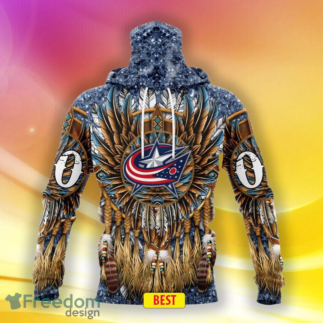 NHL Columbus Blue Jackets Special Native Costume Hoodie Sweatshirt 3D  Custom Number And Name - Freedomdesign