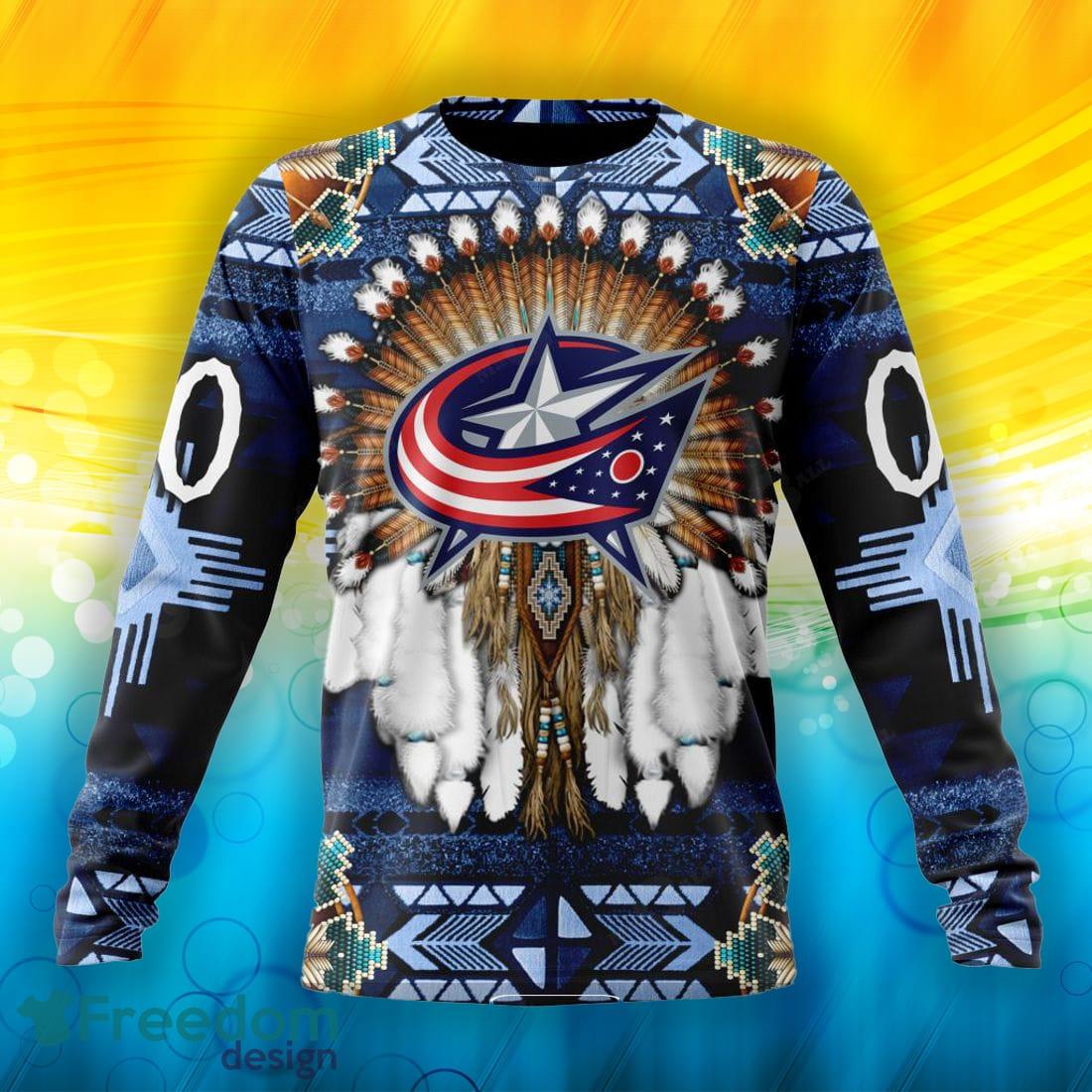 NHL Columbus Blue Jackets Special Native Costume Hoodie Sweatshirt 3D Custom  Number And Name - Freedomdesign