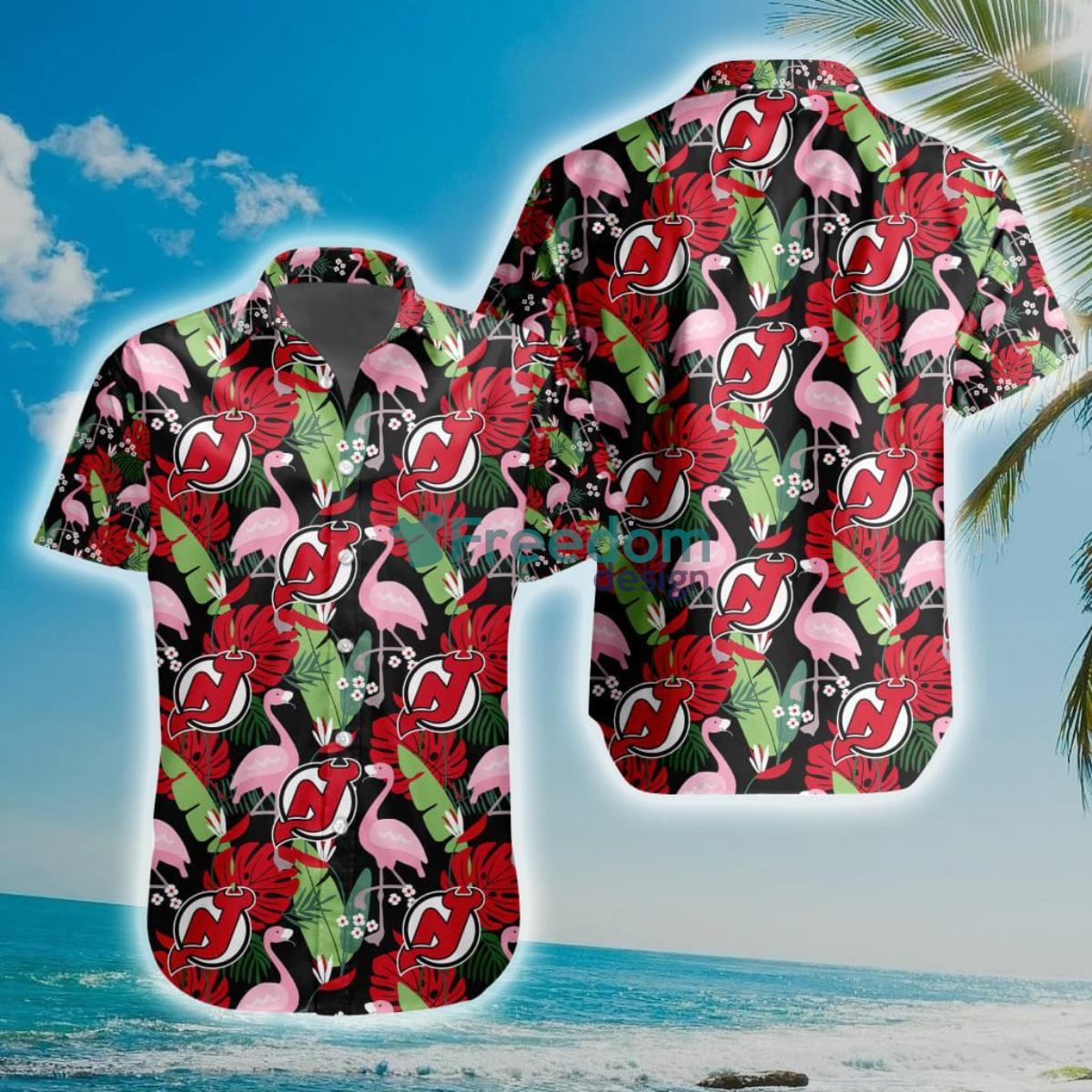 NHL New Jersey Devils Flamingo Flowers Hawaiian Shirt Product Photo 1