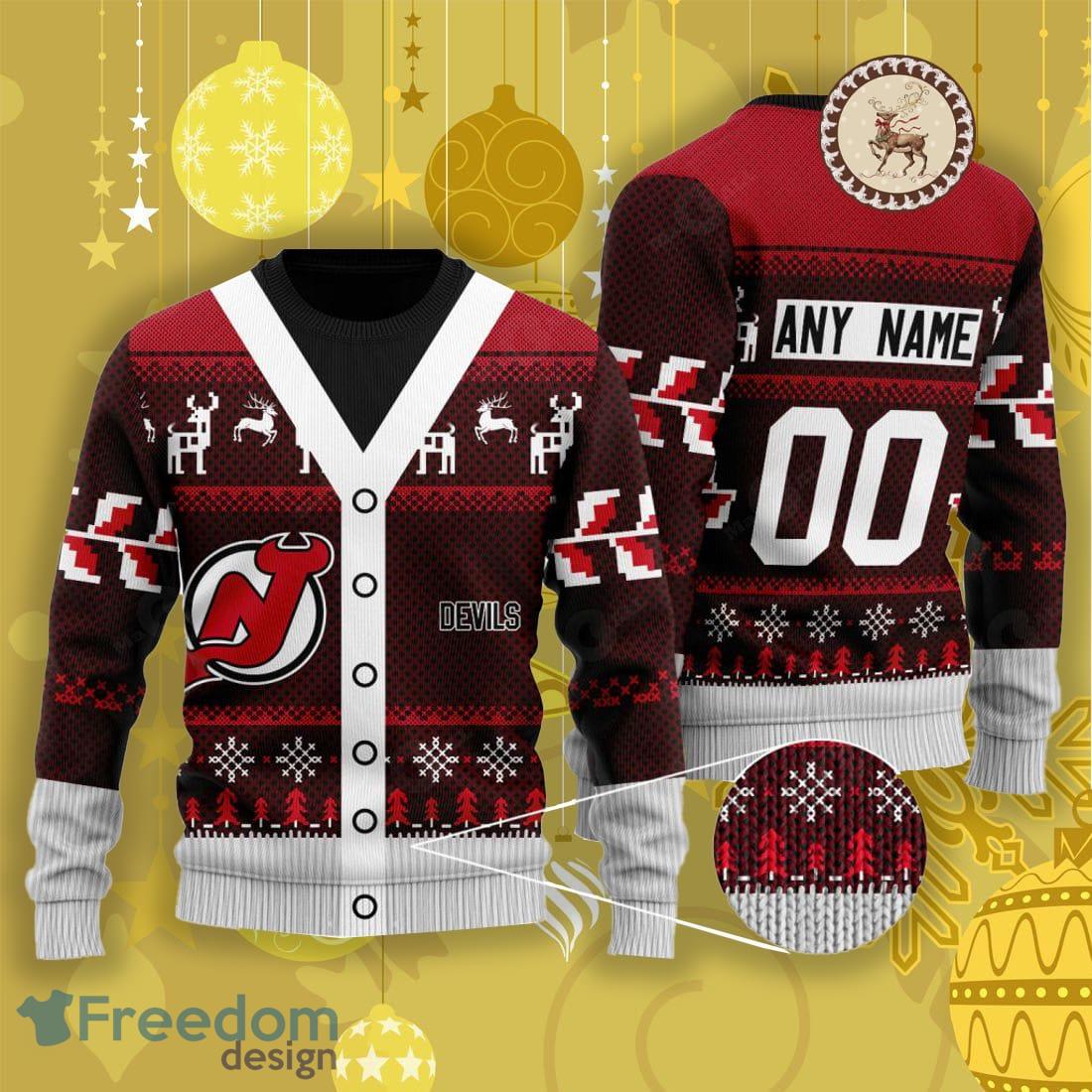NHL New Jersey Devils Custom Name Number 3D Ugly Christmas Sweater