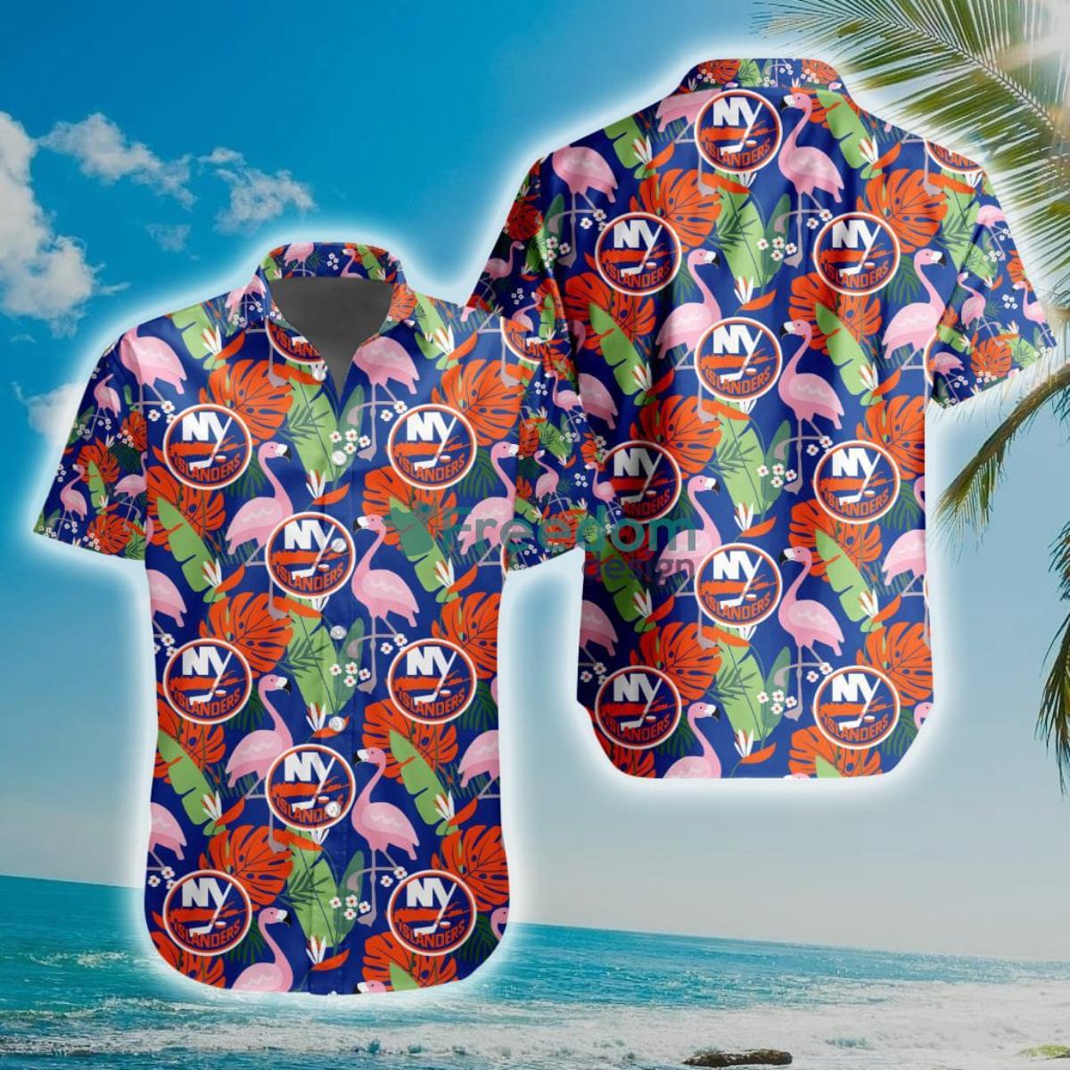 NHL New York Islanders Flamingo Flowers Hawaiian Shirt Product Photo 1