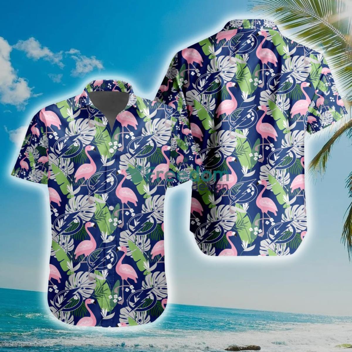 NHL Tampa Bay Lightning Flamingo Flowers Hawaiian Shirt Product Photo 1