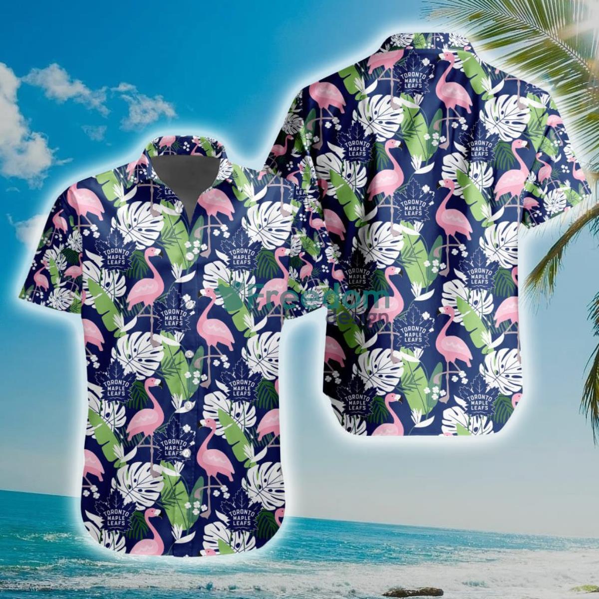 NHL Toronto Maple Leafs Flamingo Flowers Hawaiian Shirt Product Photo 1