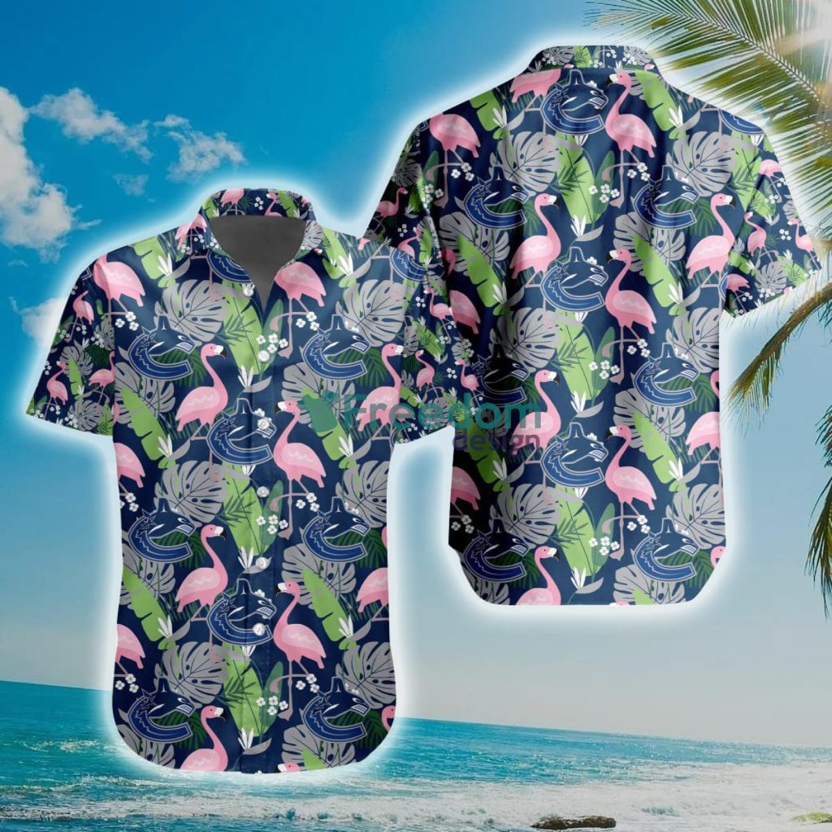 NHL Vancouver Canucks Flamingo Flowers Hawaiian Shirt Product Photo 1