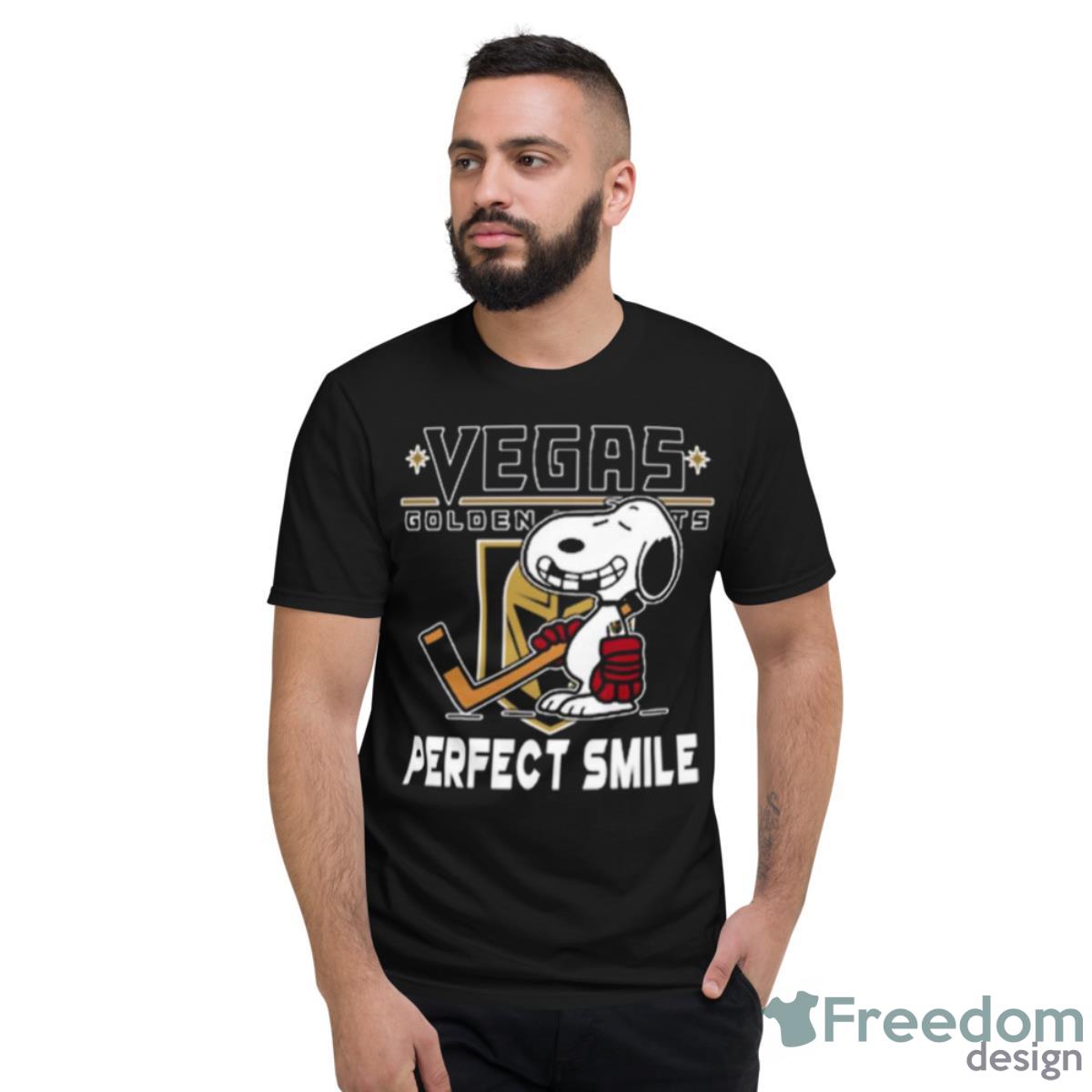 NHL Vegas Golden Knights Snoopy Perfect Smile The Peanuts Movie Hockey Shirt - Short Sleeve T-Shirt