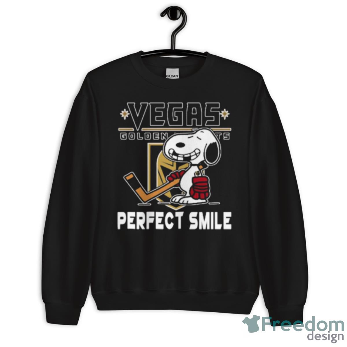 NHL Vegas Golden Knights Snoopy Perfect Smile The Peanuts Movie Hockey Shirt image NHL Vegas Golden Knights Snoopy Perfect Smile The Peanuts Movie Hockey Shirt - Unisex Crewneck Sweatshirt