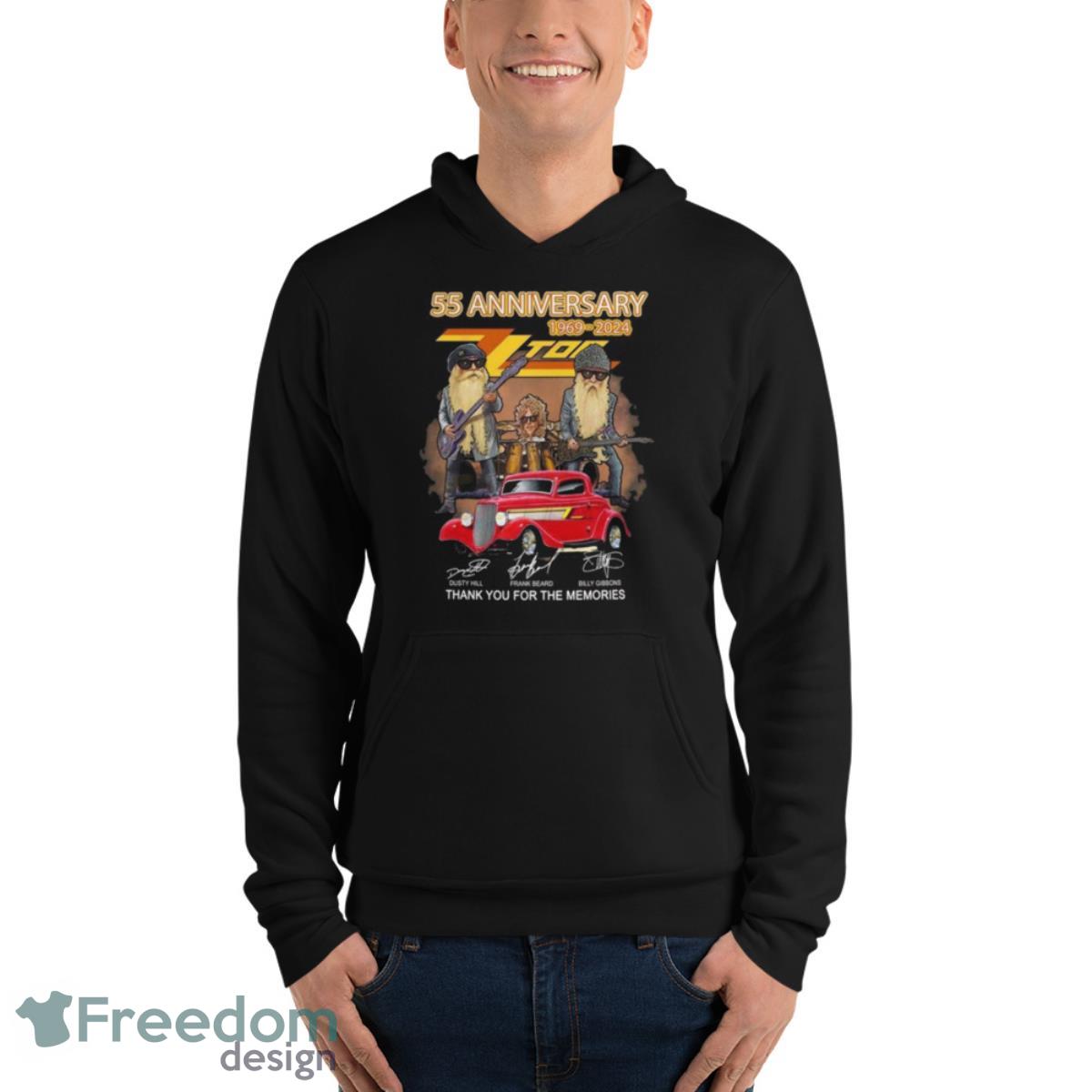 Nice 55th Anniversary 1969 – 2024 ZZ Top Thank You For The Memories Signature Shirt image Nice 55th Anniversary 1969 – 2024 ZZ Top Thank You For The Memories Signature Shirt - Unisex Fleece Pullover Hoodie