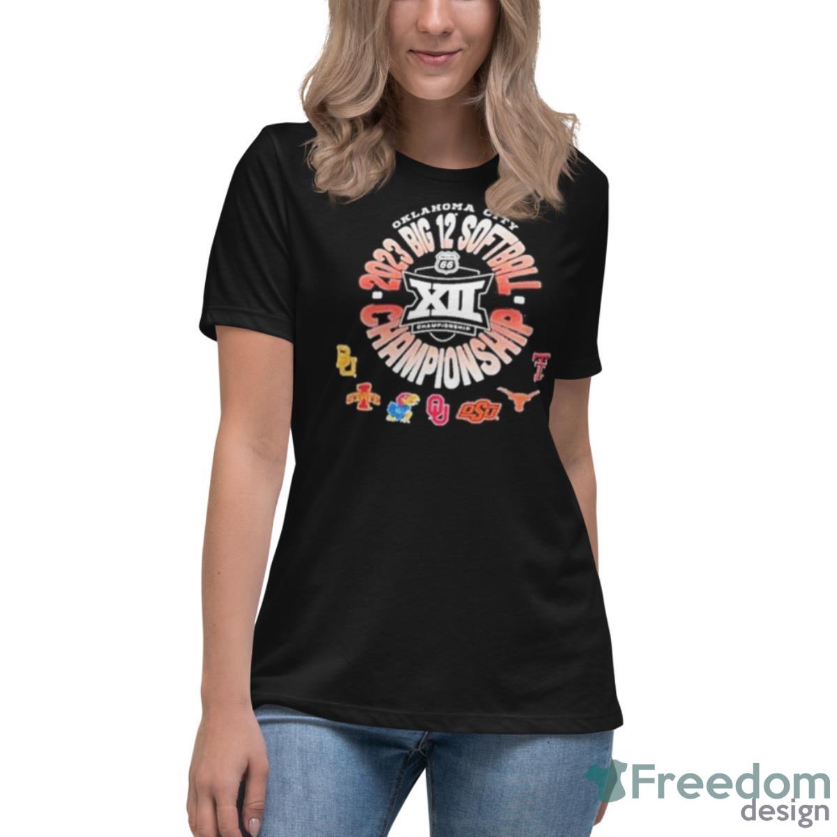 Oklahoma City 2023 Big 12 Softball Championship T Shirt - Womens Relaxed Short Sleeve Jersey Tee Oklahoma City 2023 Big 12 Softball Championship T Shirt - Womens Relaxed Short Sleeve Jersey Tee