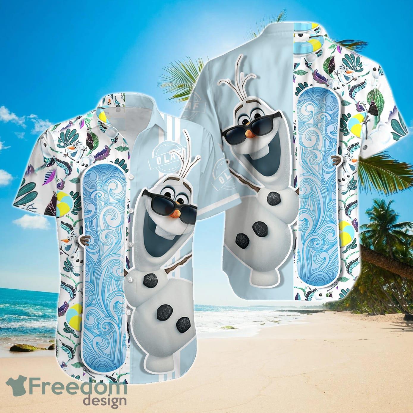 Olaf Frozen Floral Hawaii Beach Pattern Disney Hawaiian Shirt Product Photo 1