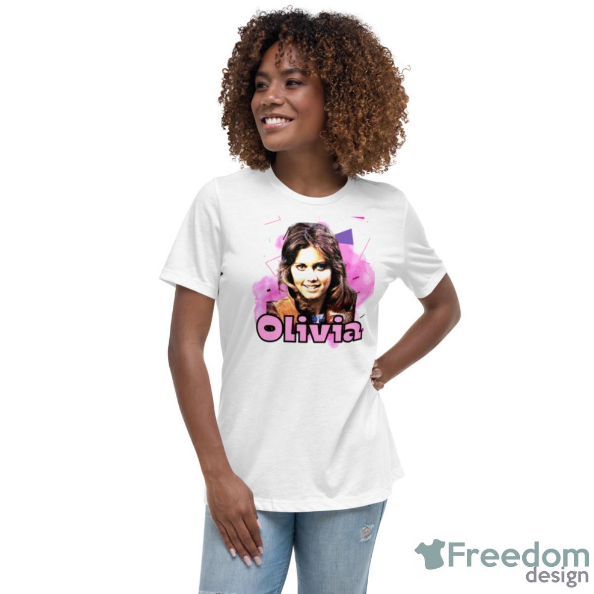 Olivia Newton John Shirt - Womens Relaxed Short Sleeve Jersey Tee Olivia Newton John Shirt - Womens Relaxed Short Sleeve Jersey Tee