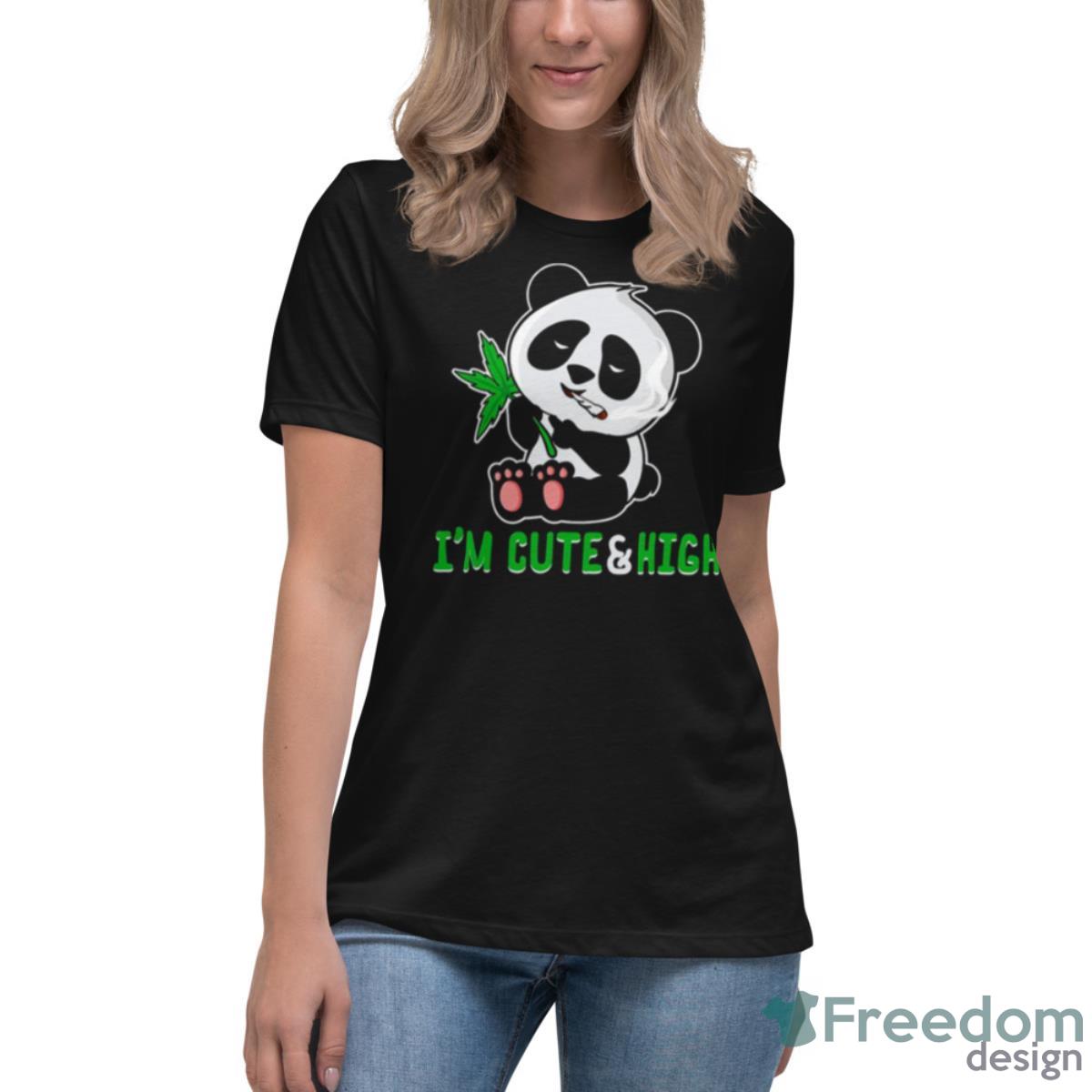 Panda Cannabis High Joke Panda Bear Shirt - Womens Relaxed Short Sleeve Jersey Tee Panda Cannabis High Joke Panda Bear Shirt - Womens Relaxed Short Sleeve Jersey Tee